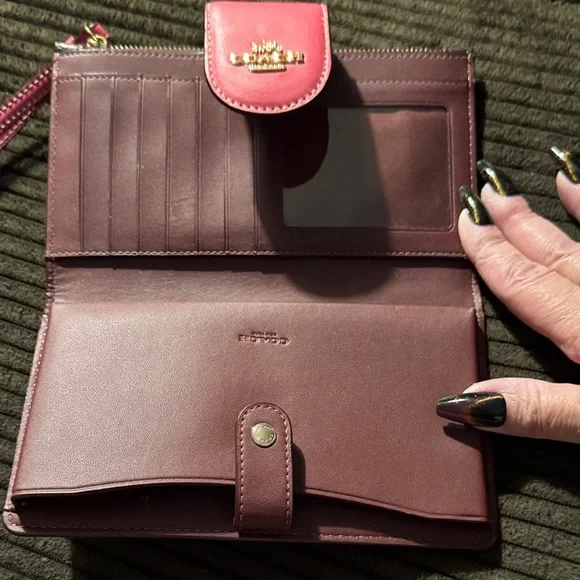 Coach Brown and Magenta Wristlet - Picture 2 of 4